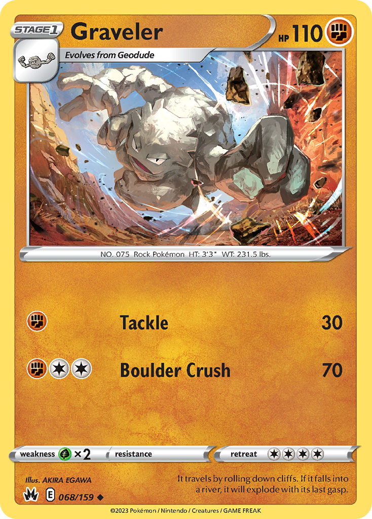 Graveler 68/159 — English Pokémon Crown Zenith (2023)