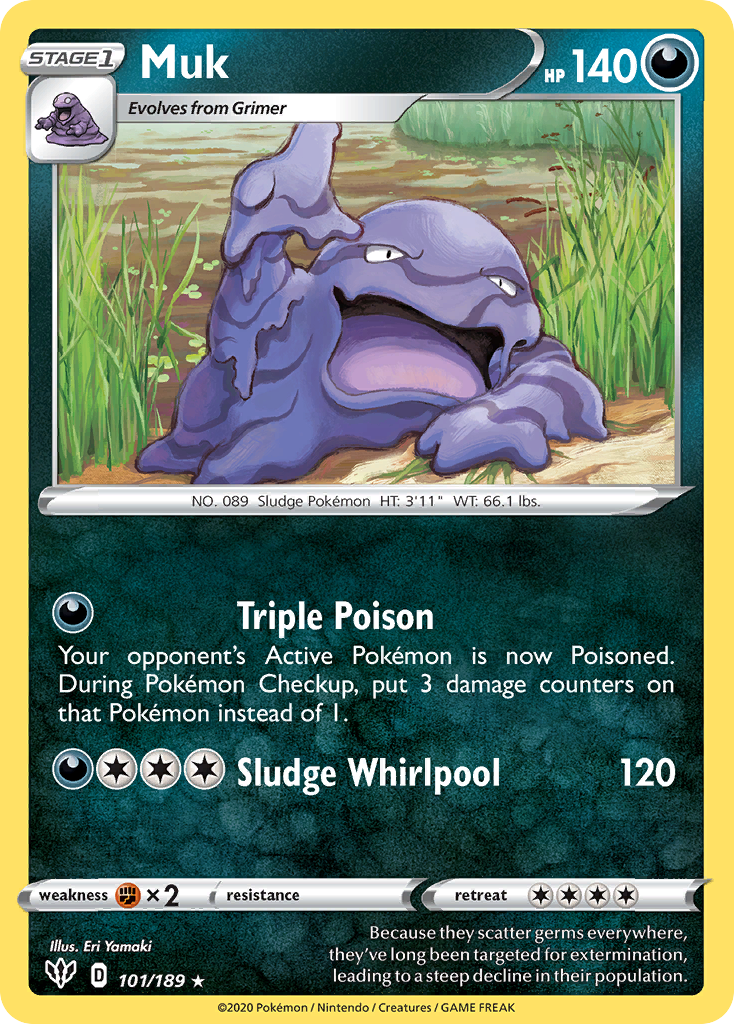 Muk 101/189 English Pokémon card from Darkness Ablaze (2020)