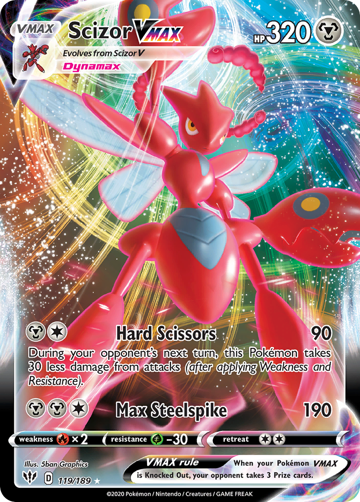 Scizor VMAX 119/189 English Pokémon card from Darkness Ablaze (2020)