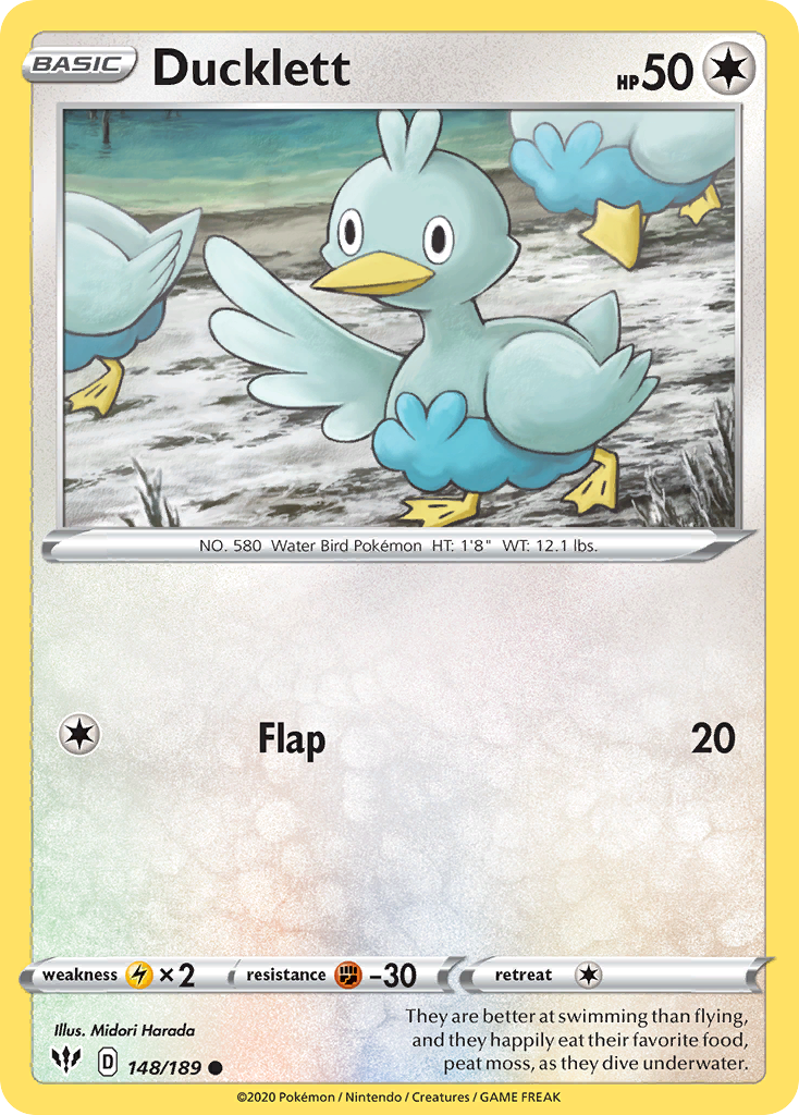 Ducklett 148/189 English Pokémon card from Darkness Ablaze (2020)