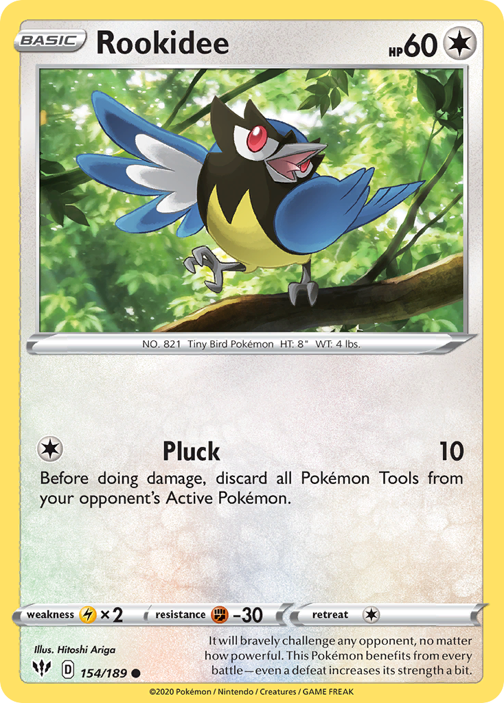 Rookidee 154/189 English Pokémon card from Darkness Ablaze (2020)