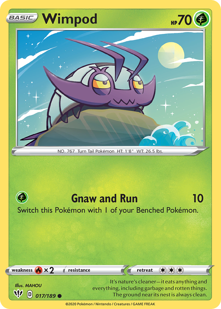 Wimpod 17/189 English Pokémon card from Darkness Ablaze (2020)