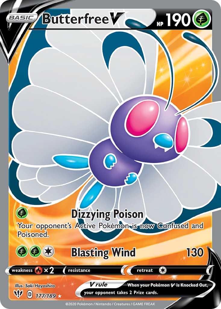 Butterfree V 177/189 English Pokémon card from Darkness Ablaze (2020)