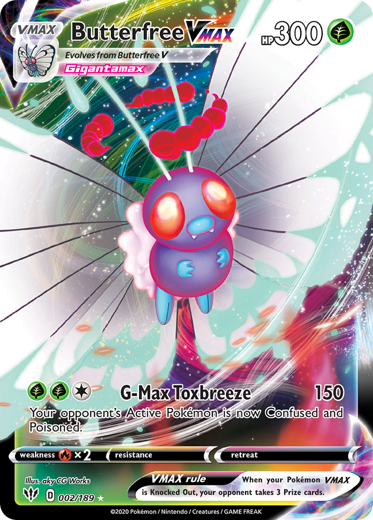 Butterfree VMAX 2/189 English Pokémon card from Darkness Ablaze (2020)