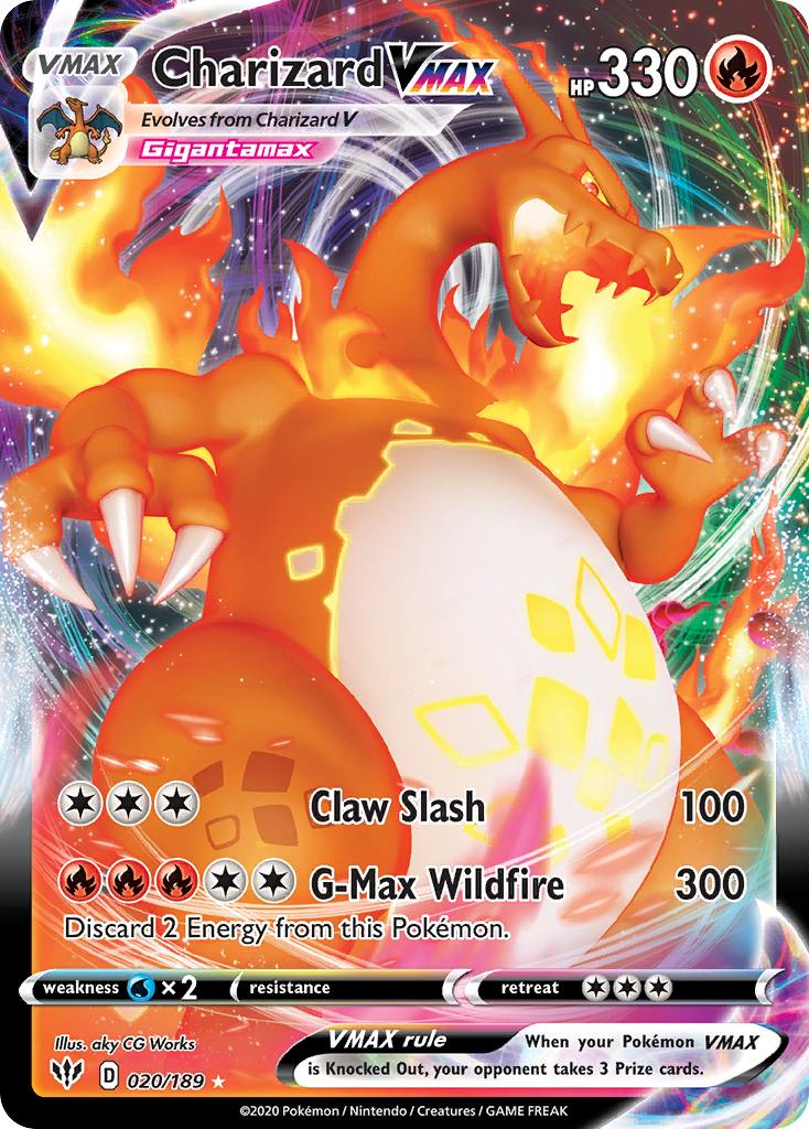 Charizard VMAX 20/189 English Pokémon card from Darkness Ablaze (2020)