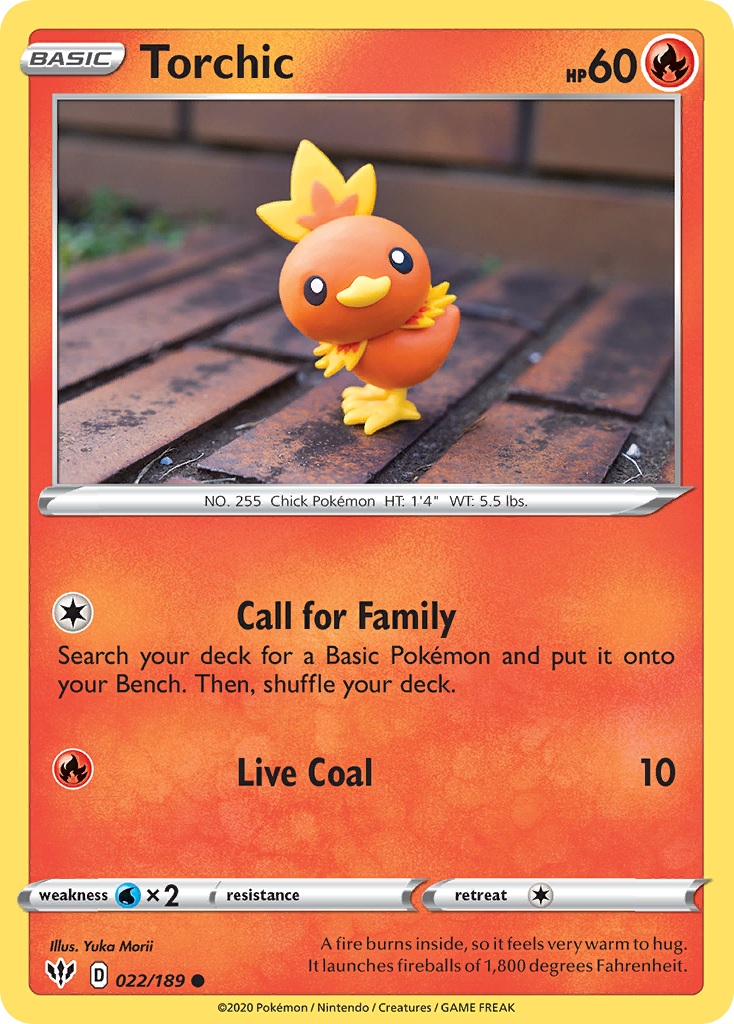 Torchic 22/189 English Pokémon card from Darkness Ablaze (2020)