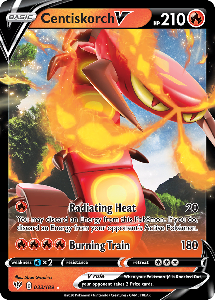Centiskorch V 33/189 English Pokémon card from Darkness Ablaze (2020)