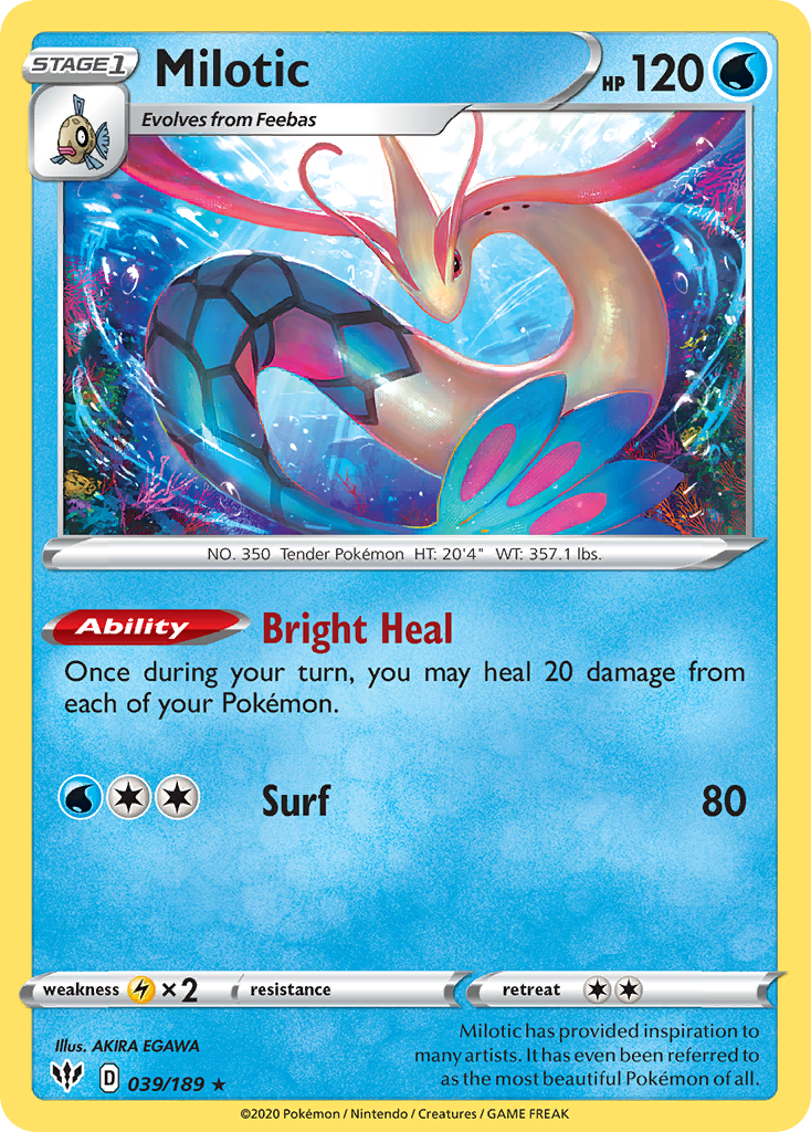 Milotic 39/189 English Pokémon card from Darkness Ablaze (2020)