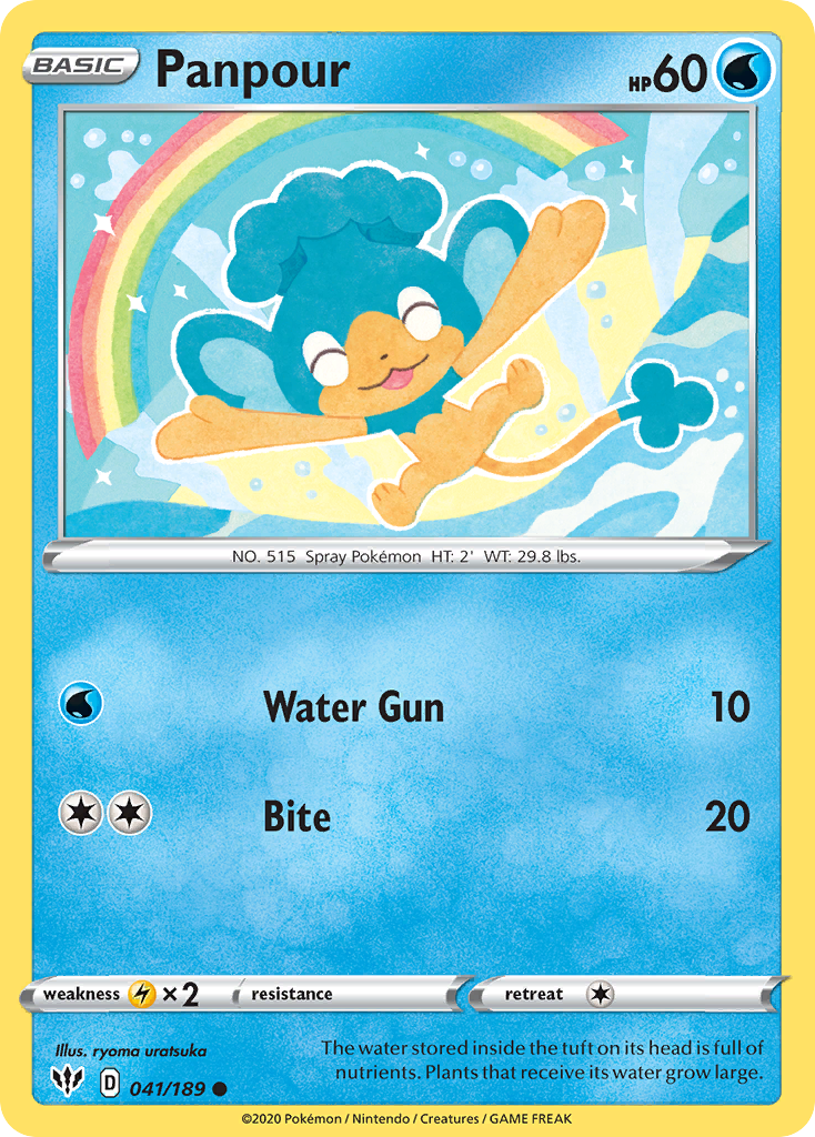 Panpour 41/189 English Pokémon card from Darkness Ablaze (2020)