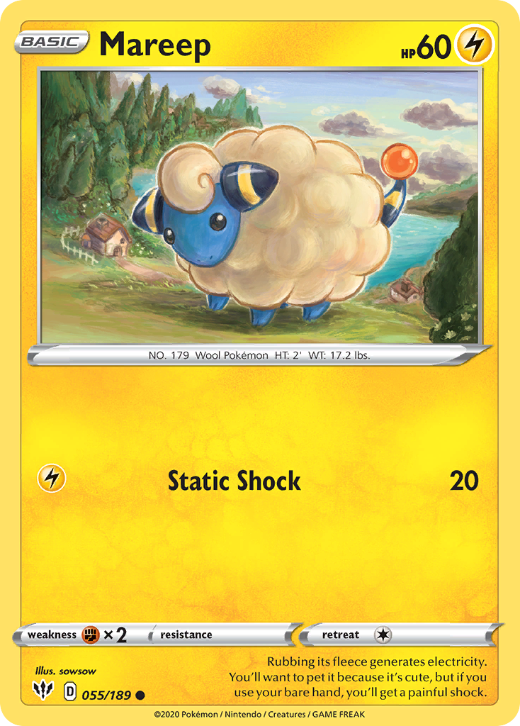 Mareep 55/189 English Pokémon card from Darkness Ablaze (2020)
