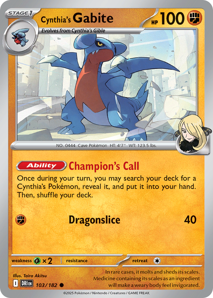 Cynthia's Gabite 103/182 — English Pokémon Destined Rivals (2025)