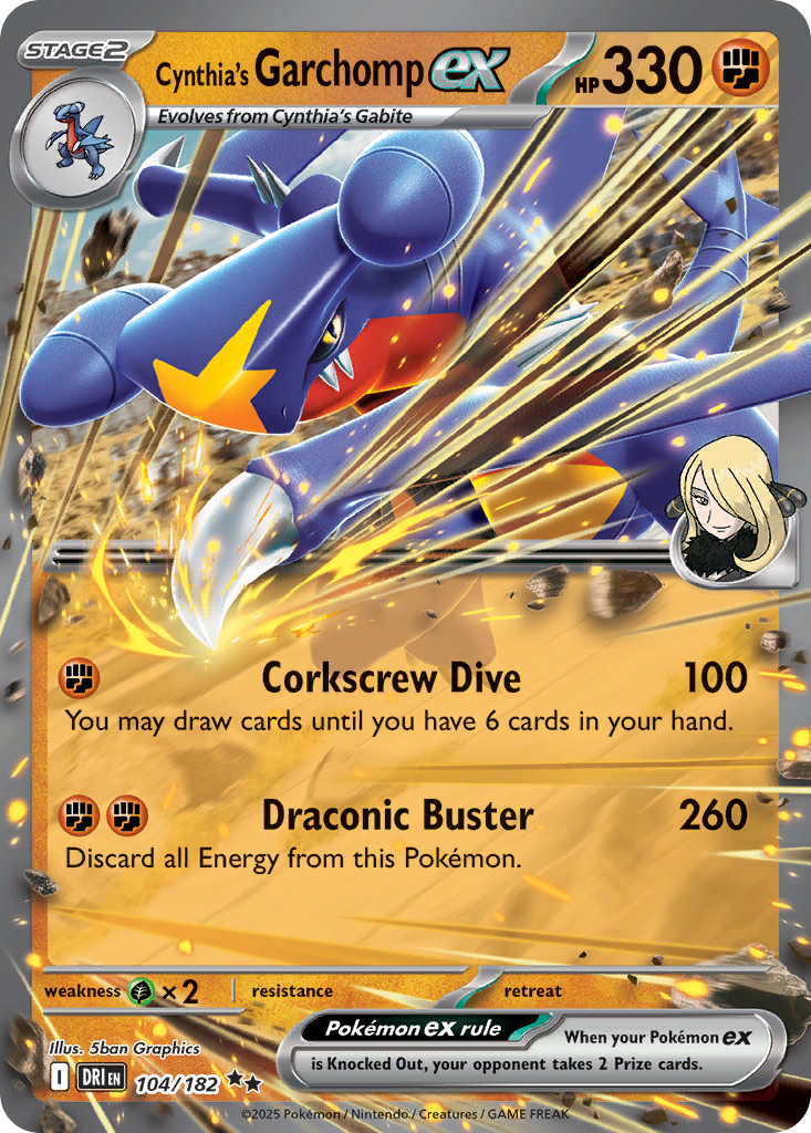 Cynthia's Garchomp ex 104/182 — English Pokémon Destined Rivals (2025)