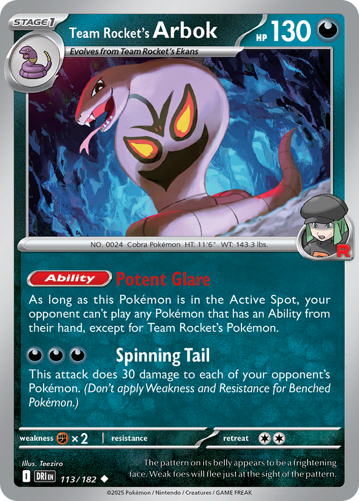 Team Rocket's Arbok 113/182 — English Pokémon Destined Rivals (2025)