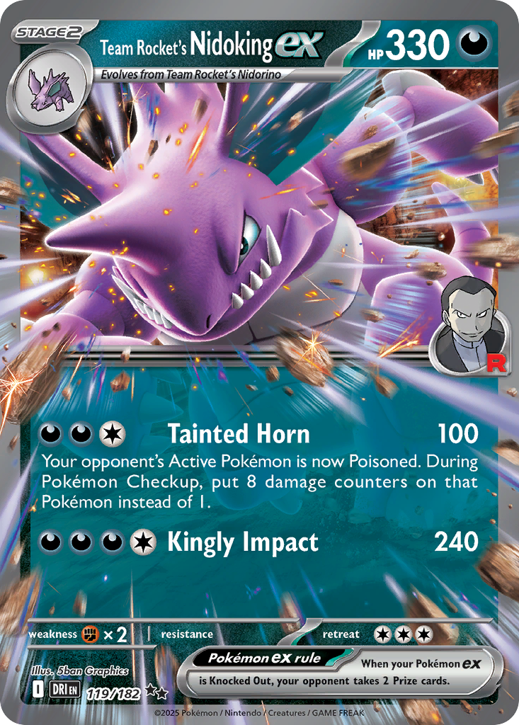 Team Rocket's Nidoking ex 119/182 — English Pokémon Destined Rivals (2025)