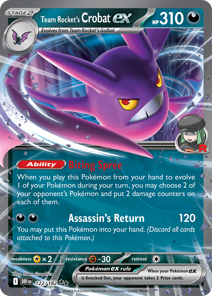 Team Rocket's Crobat ex 122/182 — English Pokémon Destined Rivals (2025)