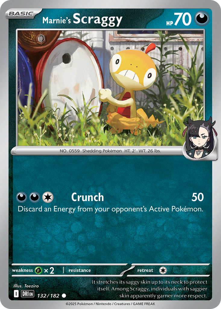 Marnie's Scraggy 132/182 — English Pokémon Destined Rivals (2025)
