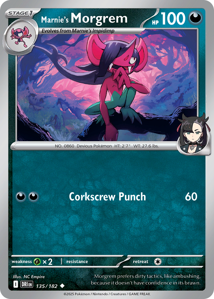 Marnie's Morgrem 135/182 — English Pokémon Destined Rivals (2025)