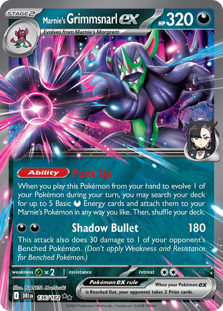 Marnie's Grimmsnarl ex 136/182 — English Pokémon Destined Rivals (2025)