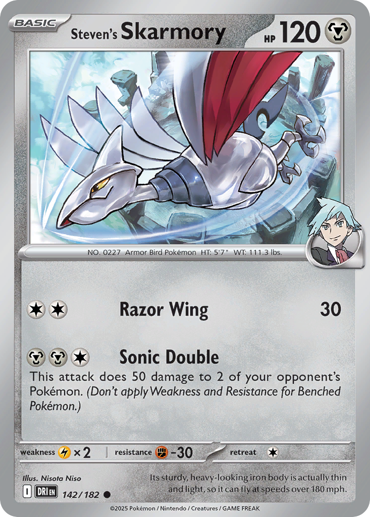 Steven's Skarmory 142/182 — English Pokémon Destined Rivals (2025)