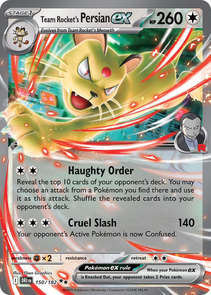 Team Rocket's Persian ex 150/182 — English Pokémon Destined Rivals (2025)