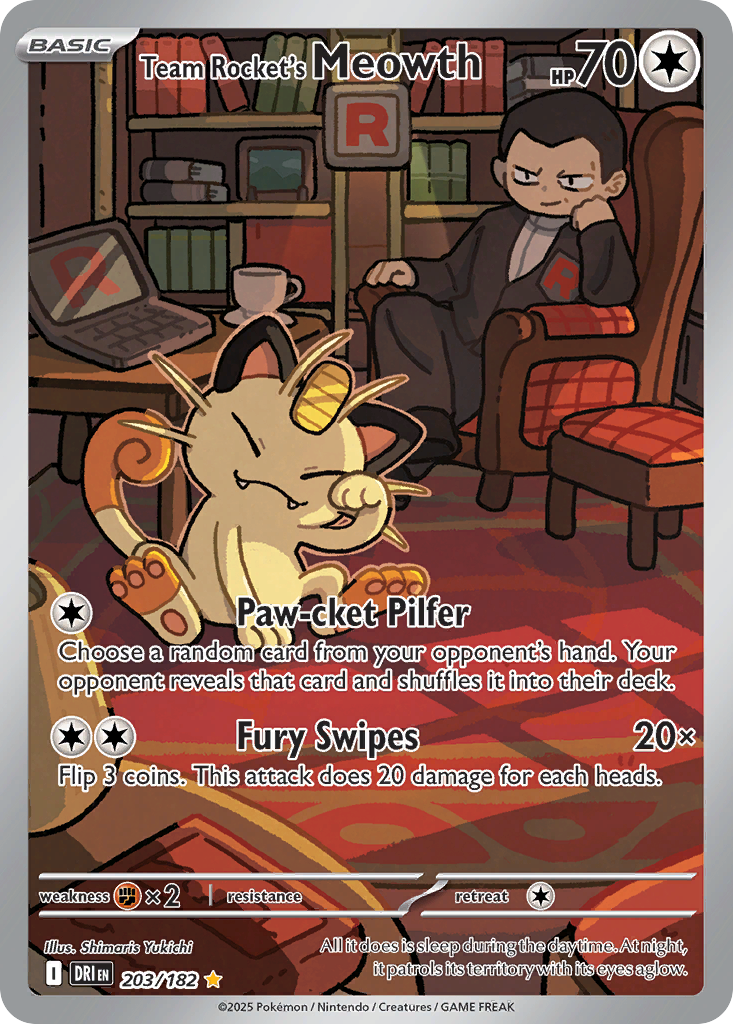 Team Rocket's Meowth 203/182 — English Pokémon Destined Rivals (2025)