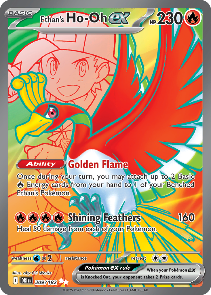 Ethan's Ho-Oh ex 209/182 — English Pokémon Destined Rivals (2025)