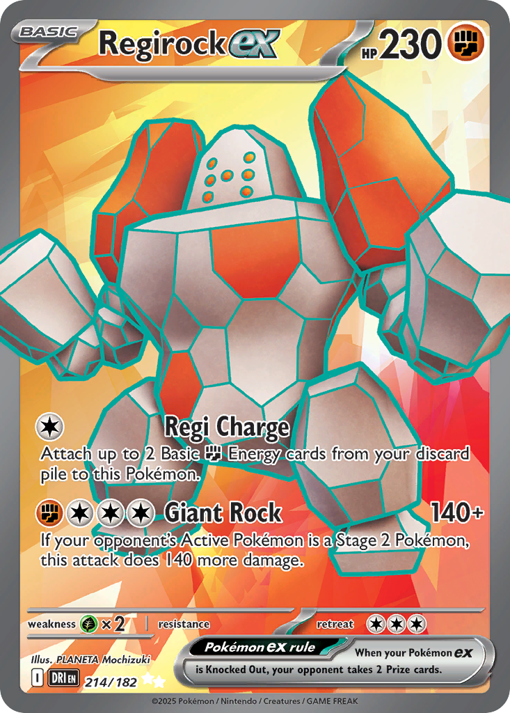 Regirock ex 214/182 — English Pokémon Destined Rivals (2025)