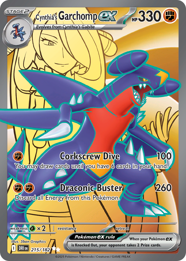 Cynthia's Garchomp ex 215/182 — English Pokémon Destined Rivals (2025)