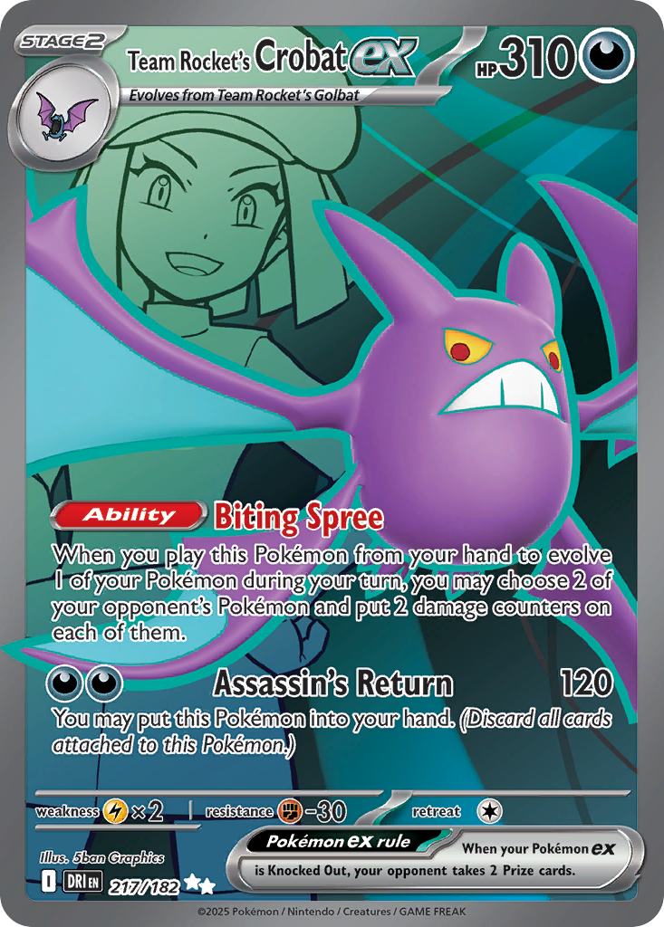 Team Rocket's Crobat ex 217/182 — English Pokémon Destined Rivals (2025)
