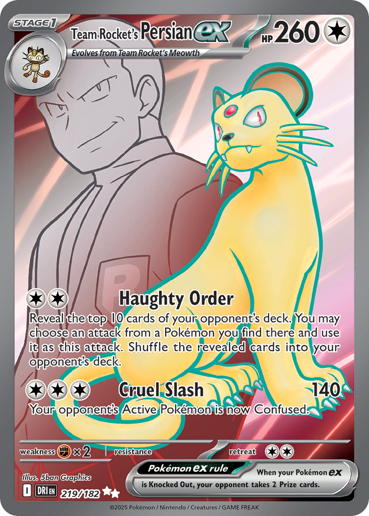 Team Rocket's Persian ex 219/182 — English Pokémon Destined Rivals (2025)