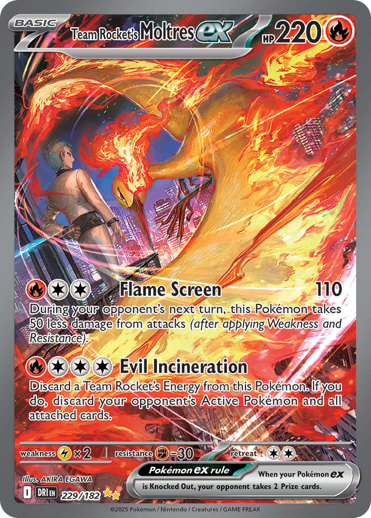 Team Rocket's Moltres ex 229/182 — English Pokémon Destined Rivals (2025)