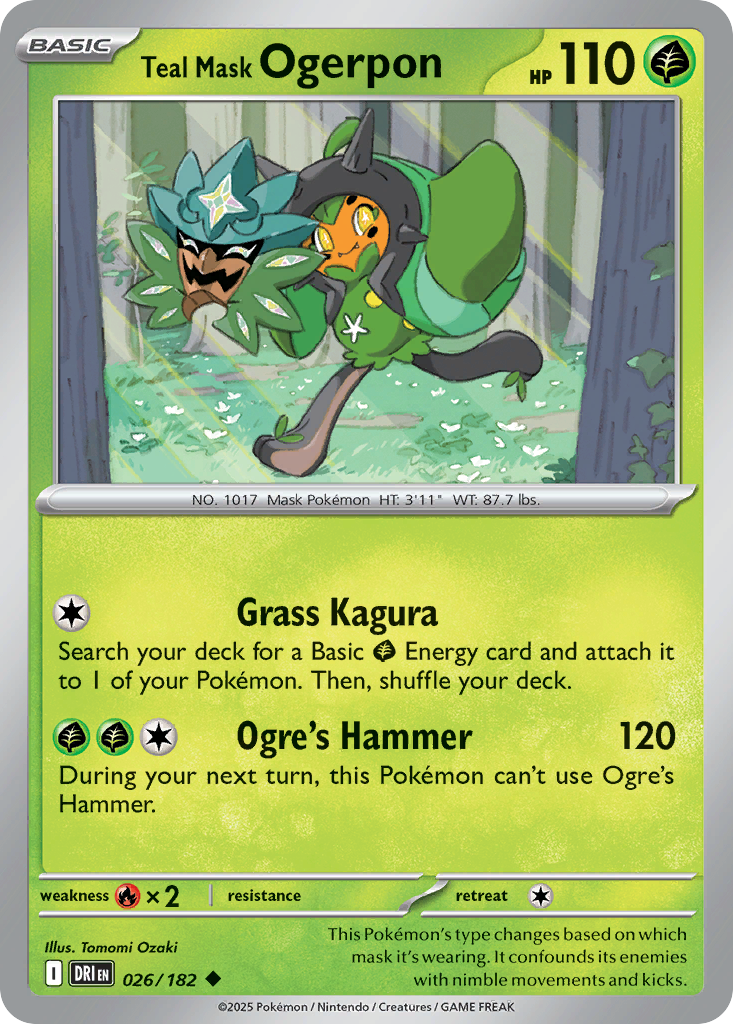 Teal Mask Ogerpon 26/182 — English Pokémon Destined Rivals (2025)