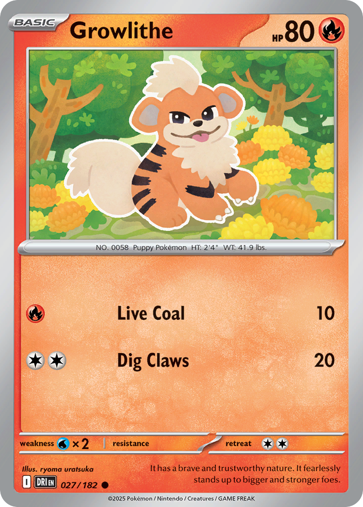 Growlithe 27/182 — English Pokémon Destined Rivals (2025)