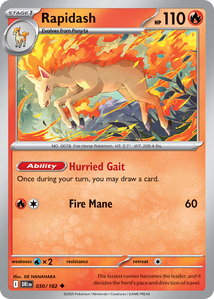 Rapidash 30/182 — English Pokémon Destined Rivals (2025)