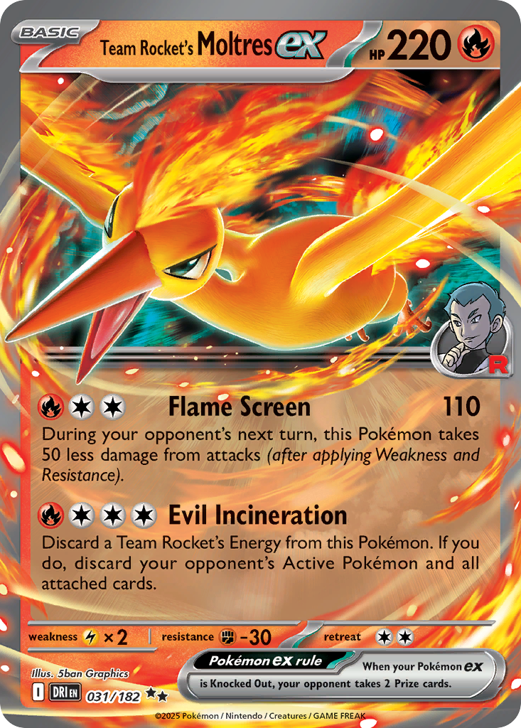 Team Rocket's Moltres ex 31/182 — English Pokémon Destined Rivals (2025)