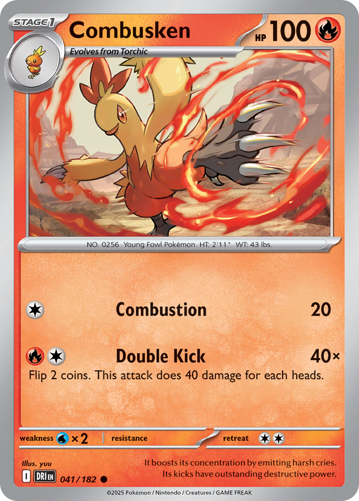 Combusken 41/182 — English Pokémon Destined Rivals (2025)