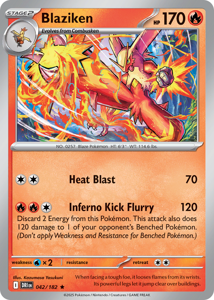 Blaziken 42/182 — English Pokémon Destined Rivals (2025)