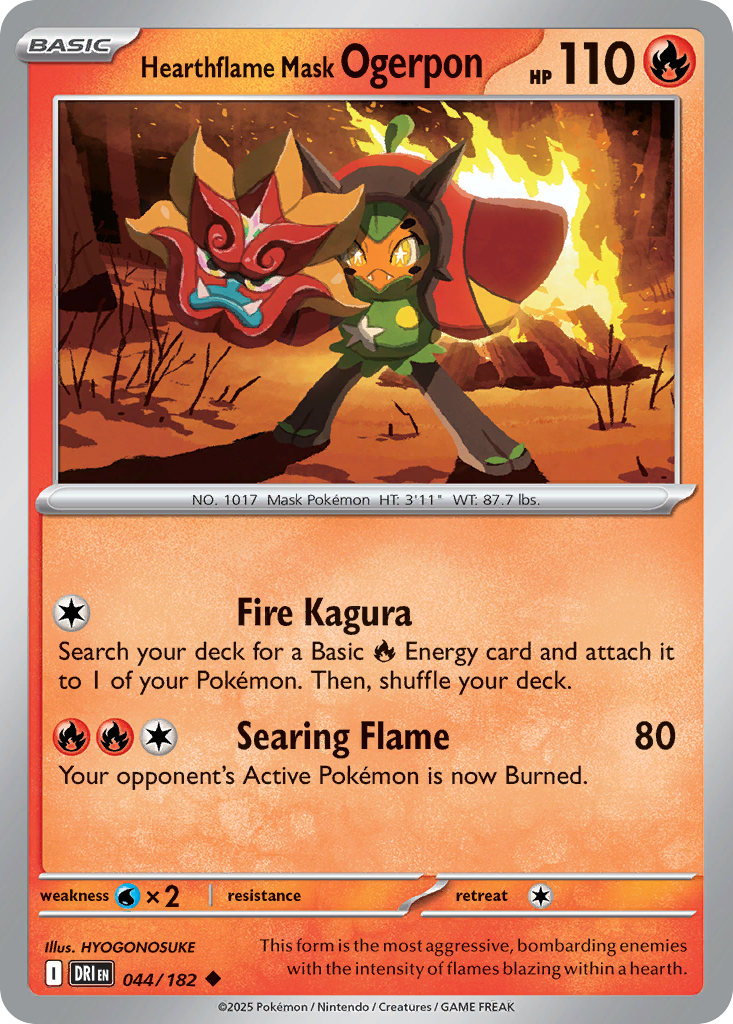 Hearthflame Mask Ogerpon 44/182 — English Pokémon Destined Rivals (2025)