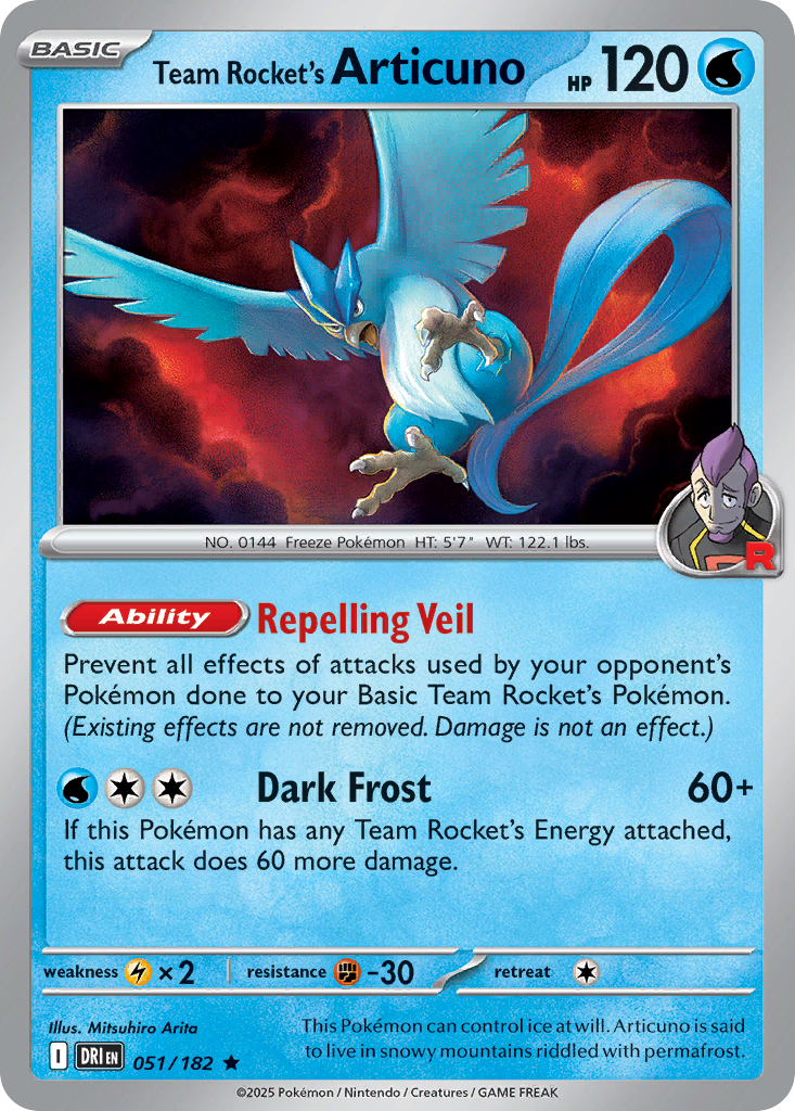 Team Rocket's Articuno 51/182 — English Pokémon Destined Rivals (2025)