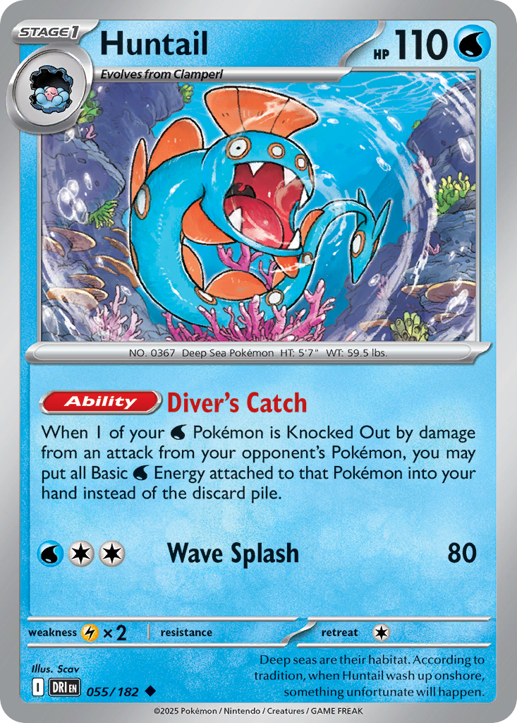 Huntail 55/182 — English Pokémon Destined Rivals (2025)