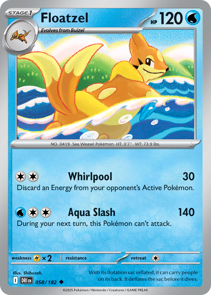 Floatzel 58/182 — English Pokémon Destined Rivals (2025)