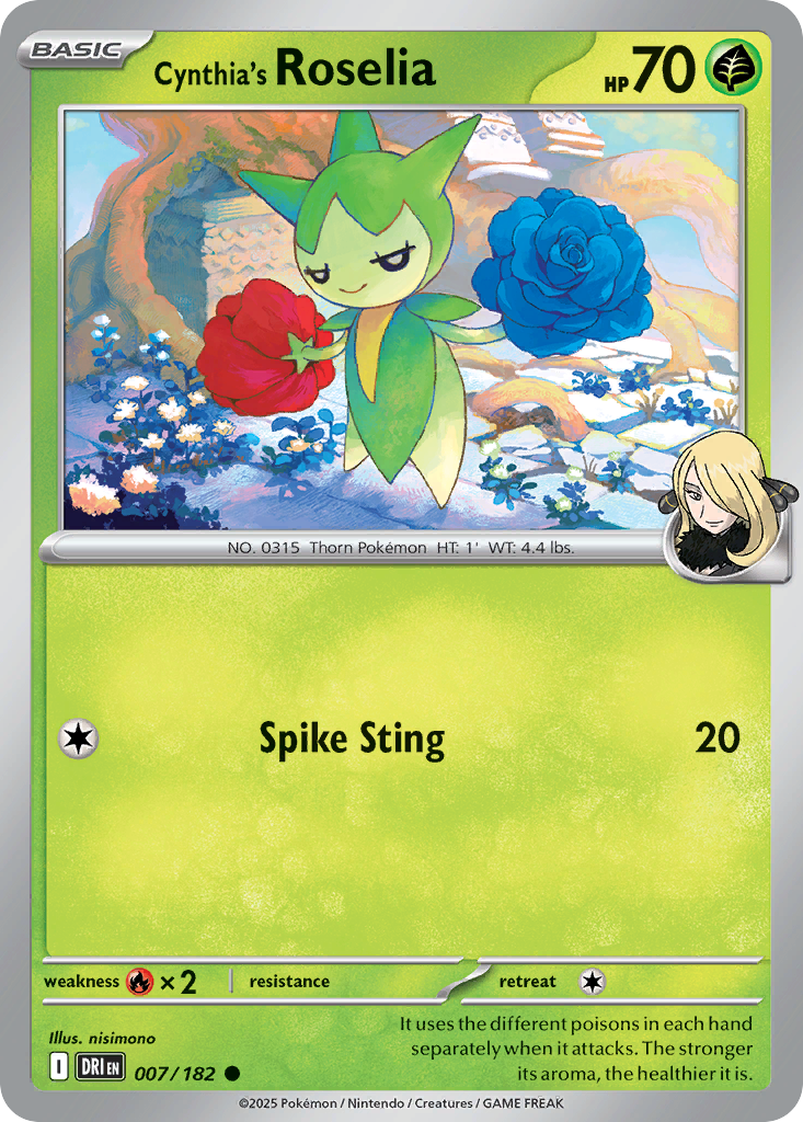 Cynthia's Roselia 7/182 — English Pokémon Destined Rivals (2025)