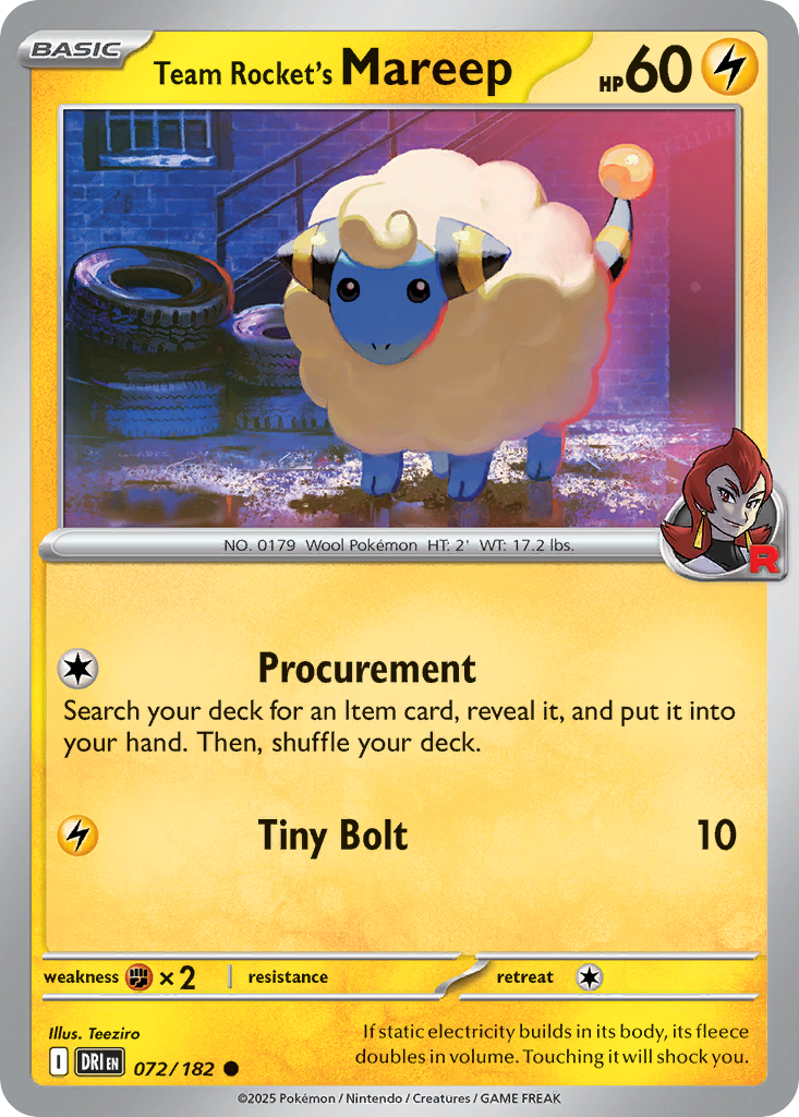 Team Rocket's Mareep 72/182 — English Pokémon Destined Rivals (2025)