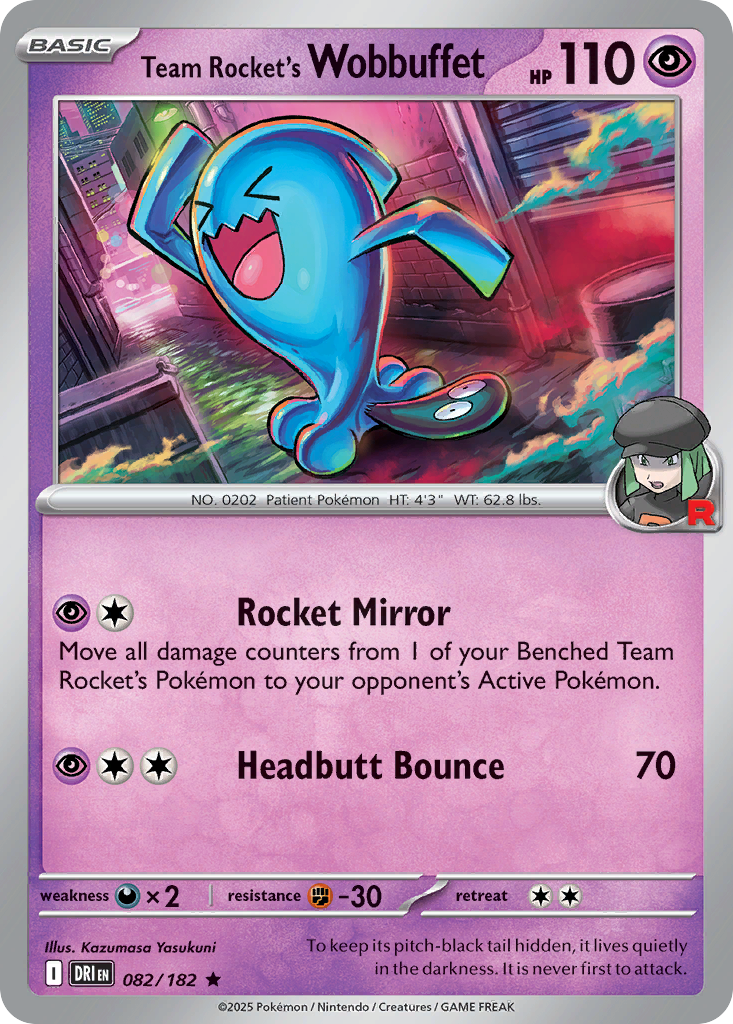 Team Rocket's Wobbuffet 82/182 — English Pokémon Destined Rivals (2025)