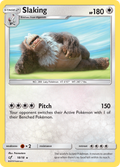 Slaking 18/18 English Pokémon holo card from Detective Pikachu (2019)