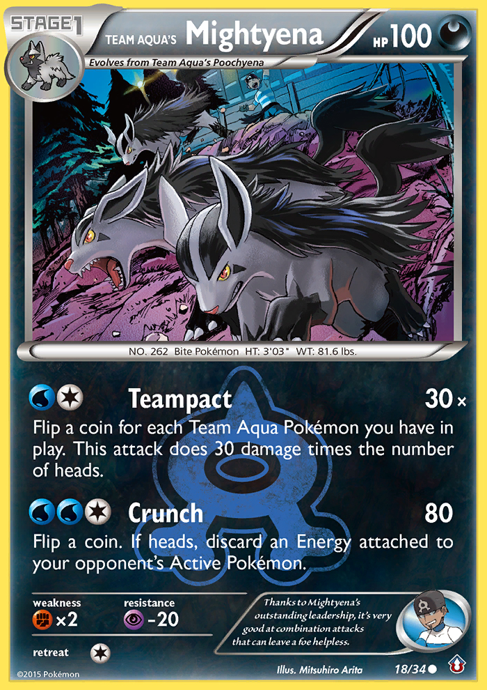Team Aqua's Mightyena 18/34 English Pokémon card from Double Crisis (2015)