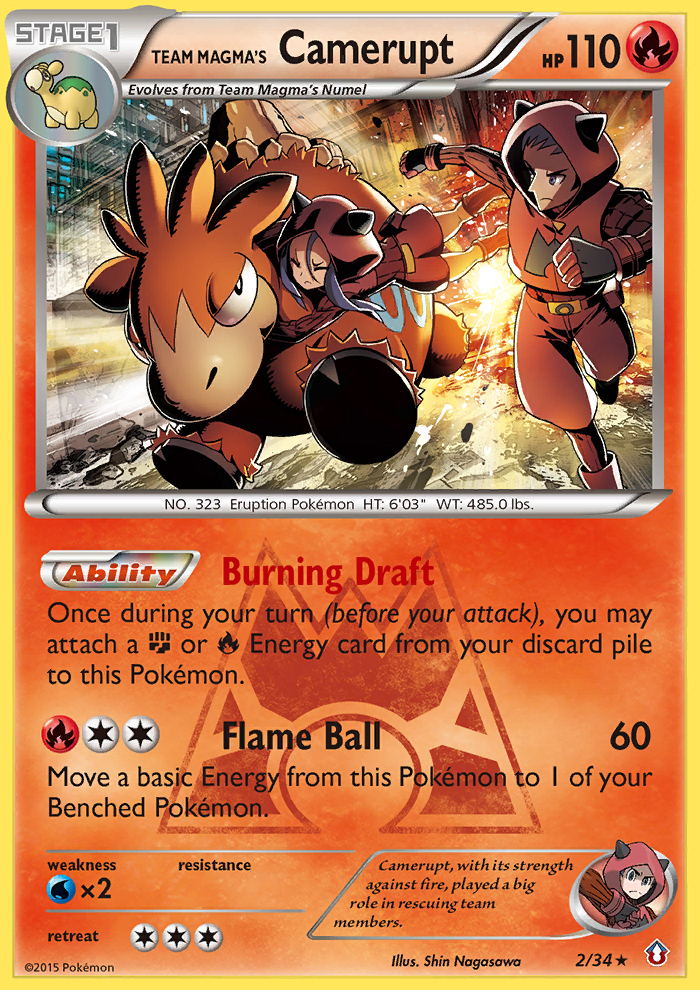 Team Magma's Camerupt 2/34 English Pokémon card from Double Crisis (2015)