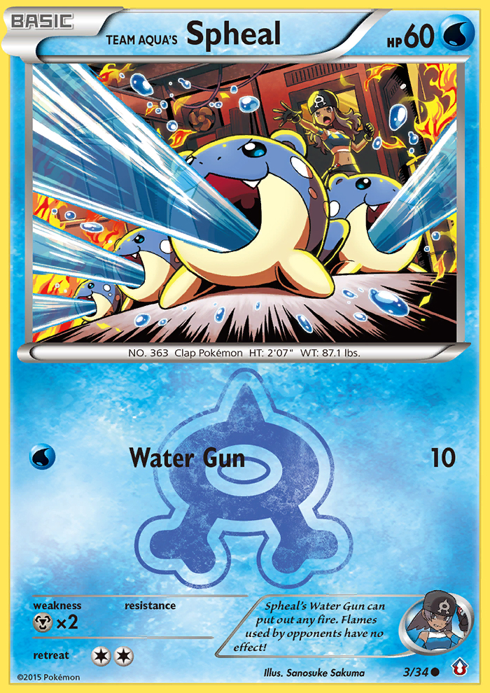 Team Aqua's Spheal 3/34 English Pokémon card from Double Crisis (2015)