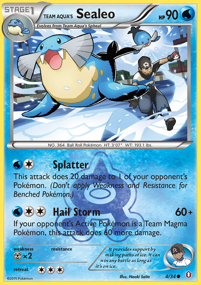 Team Aqua's Sealeo 4/34 English Pokémon card from Double Crisis (2015)