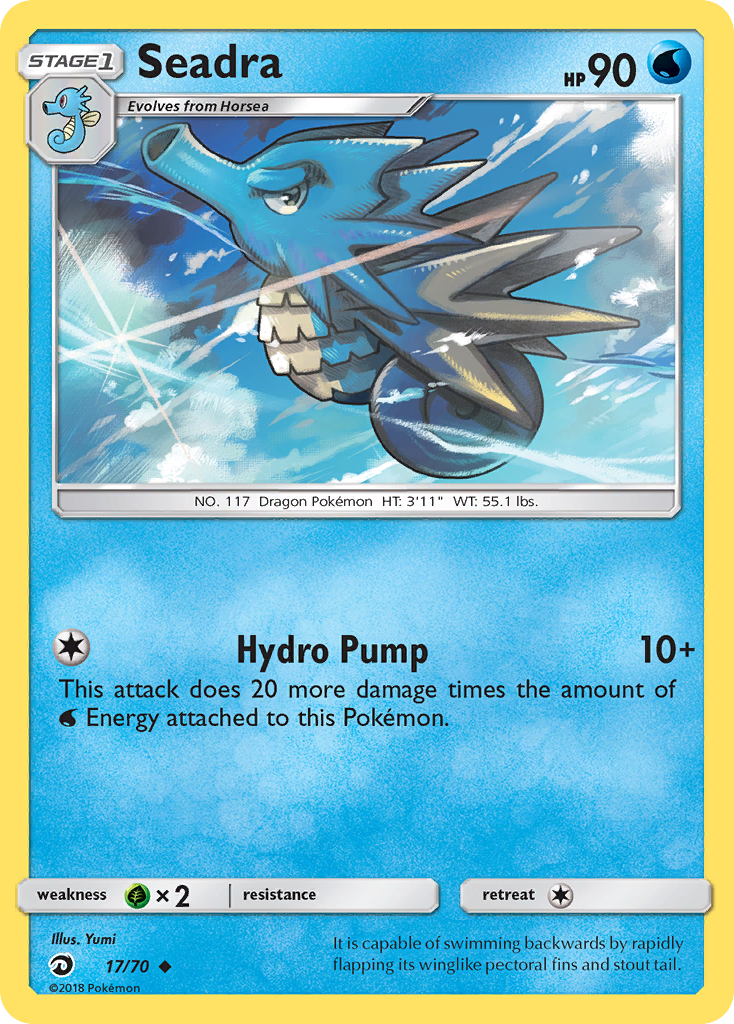 Seadra 17/70 English Pokémon card from Dragon Majesty (2018)